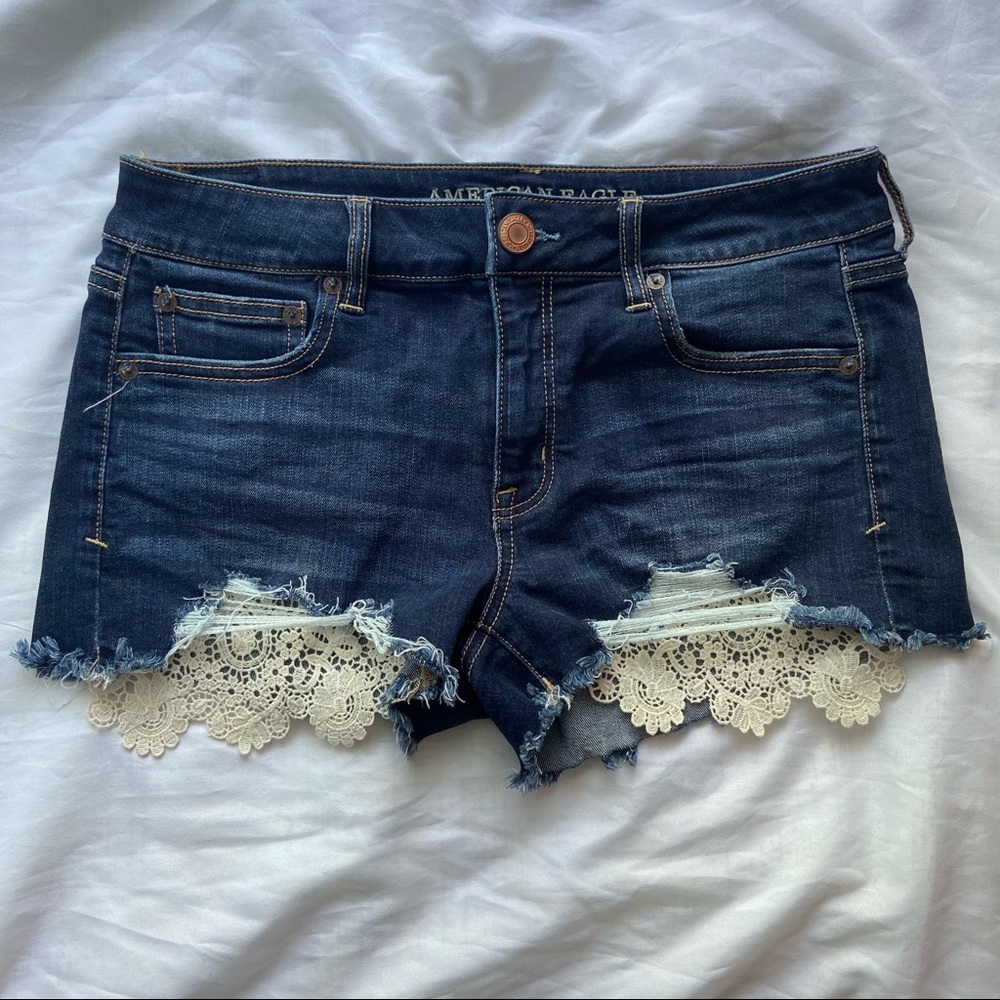 AEO Lace Denim cut-off shorts